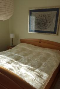 a bed in a bedroom with a picture on the wall at Apartment Tanja in Kranjska Gora