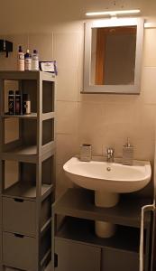 y baño con lavabo y espejo. en Corso Italia, en San Giovanni Valdarno
