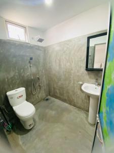 ein Bad mit einem WC und einem Waschbecken in der Unterkunft Art house hiriketiya in Dikwella