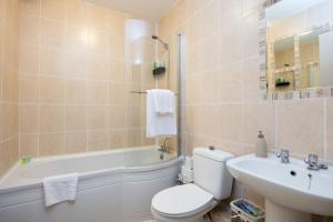 a bathroom with a toilet and a sink and a tub at Charming 2 Bed Apartment - 5mins to Aviva stadium in Dublin