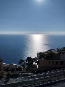 Blick auf einen großen Wasserkörper in der Unterkunft Incantevole appartamento tra Portofino e le 5 Terre in Chiavari