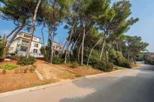 a house on the side of a road with trees at Villa K&K in Rovinj