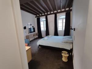 um quarto com uma cama e uma televisão em Appartement 3 personnes quartier Chartrons em Bordeaux