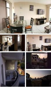 four different pictures of a room with tables and chairs at Alamos stay in Lima