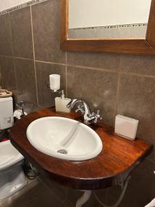 a bathroom with a sink and a toilet at Los Martínez Apart in Paganini