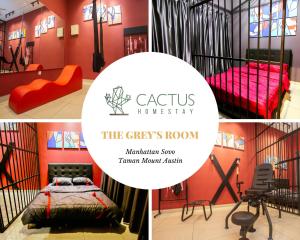 a collage of photos of a room with a bed at Mount Austin Manhanttan Sovo by Cactus Homestay in Johor Bahru