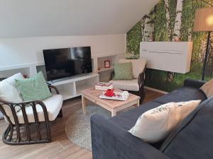 TV a/nebo společenská místnost v ubytování Studio 4 pers avec balcon et jardin