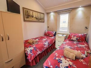 a bedroom with two beds and a tv in it at Lakeland View Lodge in Windermere