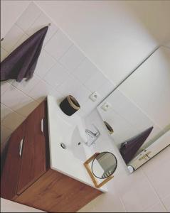 a bathroom with a mirror and a sink at Le Nuage de Jaude II in Clermont-Ferrand