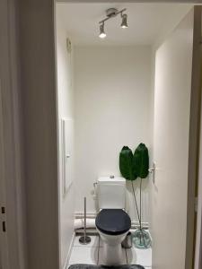 a bathroom with a toilet and a plant in it at Le Nuage de Jaude II in Clermont-Ferrand