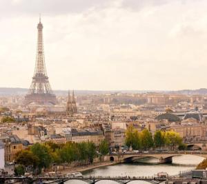 widok na miasto z wieżą Eiffel w obiekcie 2 BedRooms- 20' Paris - 25' Disneyland - WIFI w mieście Villiers-sur-Marne