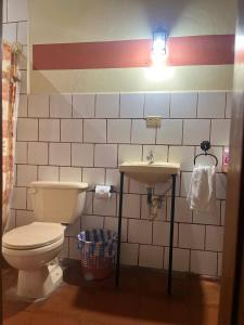 a bathroom with a toilet and a sink at ViaVia Leon in León