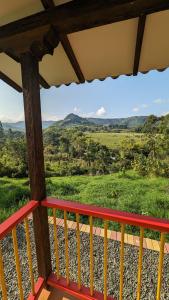 a view from the balcony of a house at Cabañas Nazak Lago 1 in Pereira