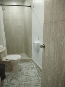 a bathroom with a toilet and a sink and a shower at Hotel Confort Boutique in Rionegro
