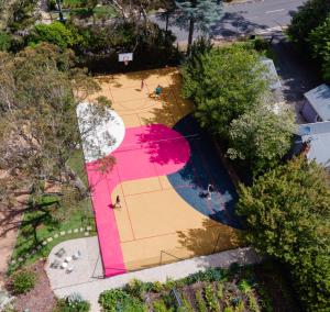 an overhead view of a basketball court in a park at Kyah in Blackheath
