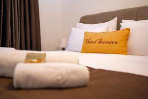 Ένα ή περισσότερα κρεβάτια σε δωμάτιο στο Hotel Šumava