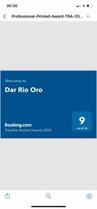 Certifikát, hodnocení, plakát nebo jiný dokument vystavený v ubytování Dar Rio Oro
