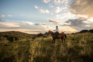 una persona che cavalca un cavallo in un campo di Sierra de Mariscala a Mariscala