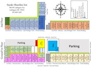 Načrt razporeditve prostorov v nastanitvi Snyders Shoreline Inn