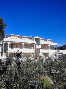 a large white building with trees in front of it at Apartments with parking space Pakostane, Biograd - 22375 in Pakoštane