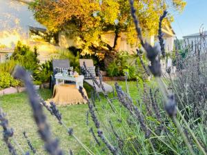 un giardino con tavolo e sedie nel cortile di Villa da Graca a Mossel Bay