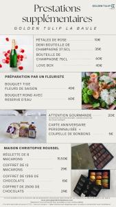 uma imagem de um menu para um restaurante em Golden Tulip La Baule em La Baule