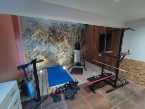 an overhead view of a room with a gym at La sentinelle du cap Bear in Port-Vendres
