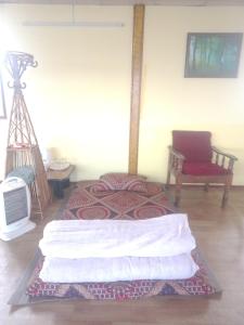 a room with a bed and a tv in it at Dadaghare Homestay & View Point Restaurant in Panauti