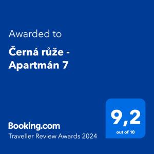 Certifikát, hodnocení, plakát nebo jiný dokument vystavený v ubytování Černá Růže - Apartmán 7