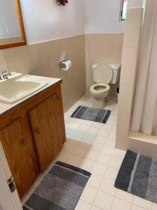 a bathroom with a sink and a toilet at Immaculate 3 Bed Villa & Studio Apartment in Union