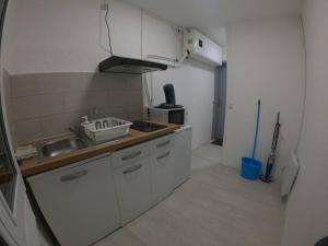 una piccola cucina con lavandino e forno a microonde di 40m² totalement rénovés belle vue dégagée (302) a Villeneuve-Saint-Georges