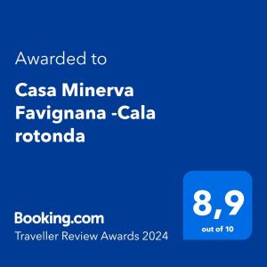 Palkinto, sertifikaatti, kyltti tai muu asiakirja, joka on esillä majoituspaikassa Casa Minerva Favignana -Cala rotonda