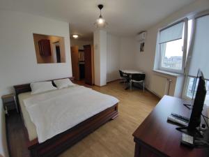 Posteľ alebo postele v izbe v ubytovaní Apartamenty Centrum