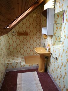 a bathroom with a sink and a bath tub at 3 Tó Sziki Szálló in Szeged