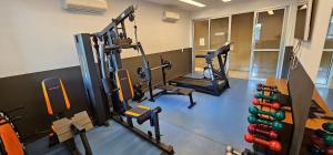 an overhead view of a gym with two tread machines at Option Full Service Residence in Rio de Janeiro