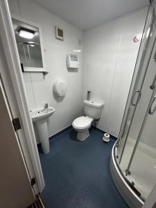 een badkamer met een toilet en een wastafel bij The Cricketers Arms in Barnard Castle