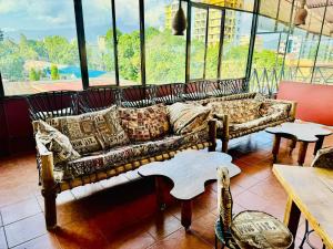 A seating area at Arusha Backpackers Hotel