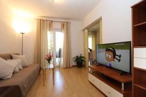 a living room with a couch and a flat screen tv at Apartment in Silo/Insel Krk 13564 in Šilo
