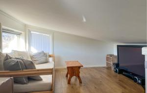 sala de estar con sofá y TV de pantalla plana en Beautiful Home In Lindesnes With Wi-fi en Svinøy