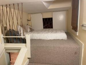1 dormitorio pequeño con 1 cama en una habitación en MapleCastle == HotTub, RiverSide, IndoorHummock, FirePlace, BackYard 