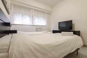 雷諾河畔卡薩萊基奧的住宿－Melissa Apartment，一间卧室配有两张床和一台平面电视