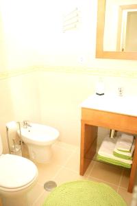 ein Badezimmer mit einem weißen WC und einem Waschbecken in der Unterkunft 2 bedrooms house at Vila de Rei in Vila de Rei