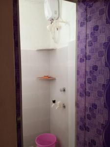 La petite salle de bains est pourvue d'une douche et de toilettes. dans l'établissement SHANTINIR HOMESTAy, à Santiniketan