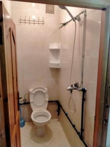 a bathroom with a toilet and a shower at Titanic by ahmed in Mirleft