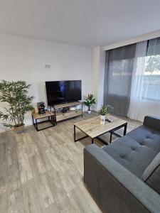 a living room with a couch and a flat screen tv at PLAYA POSTIGUET 2 in Alicante