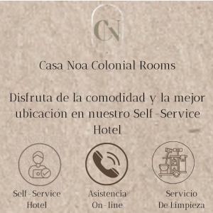 Casa Noa Colonial Rooms By SOHO في كارتاهينا دي اندياس: قريب من لوحة عليها رموز