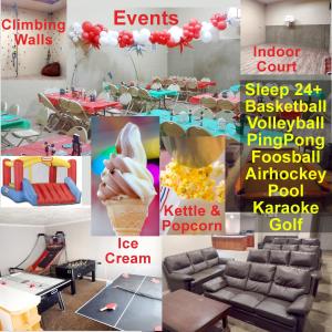un collage de fotos de una habitación con muebles en 4B Miracle Lodge - Stay&Play Together-Events/Reunions/Staycation/Ski, en South Jordan