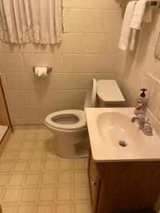 a bathroom with a toilet and a sink at Starlight Motel in Big Pine