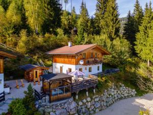 an aerial view of a house in the woods at Chalet Emely in Piesendorf