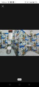 a collage of two pictures of a bathroom with a toilet at H R Palace in Dīgha